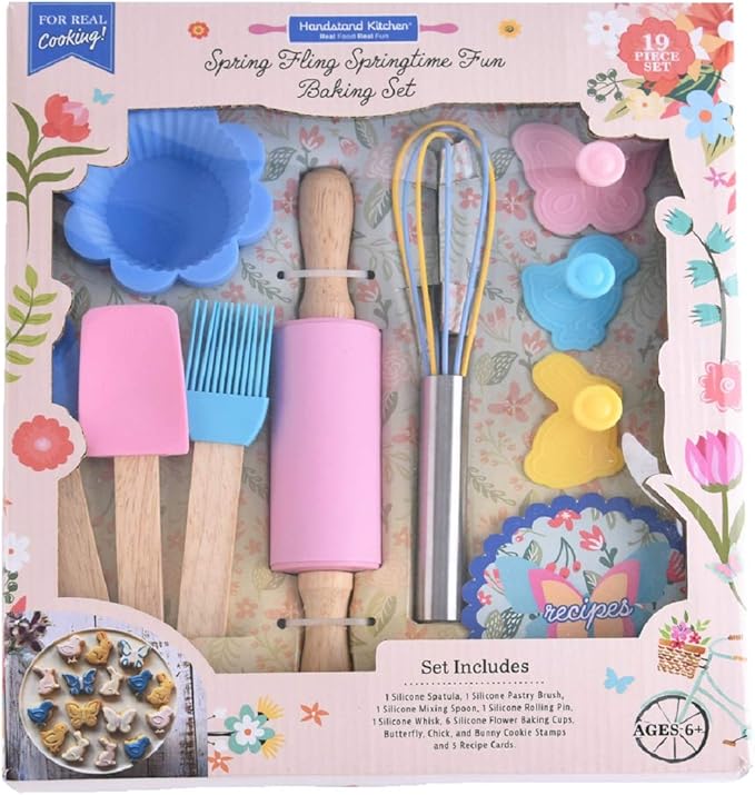 Handstand Kitchen 19-piece Spring Fling Real Baking Set with Recipes for Kids