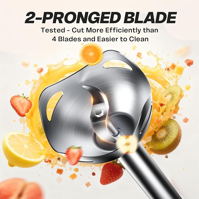 Turelar Immersion Blender Handheld, Corded Electric Blenders Portable Stick Mixer with 2 Mixing Speed and Stainless Steel Blades Emulsifier for Effortless Blending Soup, Smoothies, Puree or Baby Food