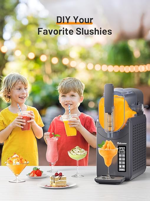 RELEXNOW Slushie Machine for Home – 6 Preset Programs, Soft Serve Frappés, Milkshakes, Margaritas & Frozen Drinks, No Ice Needed, Auto-Clean, LED Display, Quiet Operation, 88oz Capacity