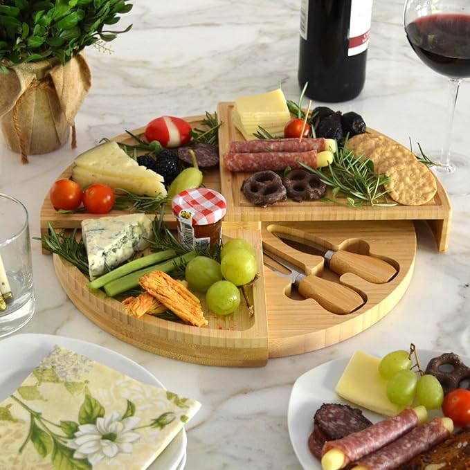 Picnic at Ascot Custom Personalized Engraved Cheese/Charcuterie Board - US Patented Design enables All in One Storage