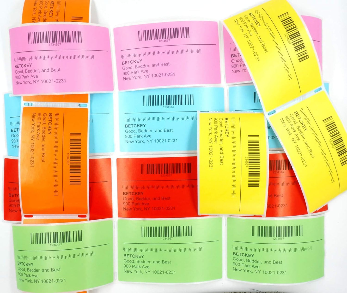 BETCKEY - 3" x 1" UPC Barcode & Address Labels Compatible with Zebra & Rollo Label Printer,Premium Adhesive & Perforated[Red, 6 Rolls, 8250 Labels]