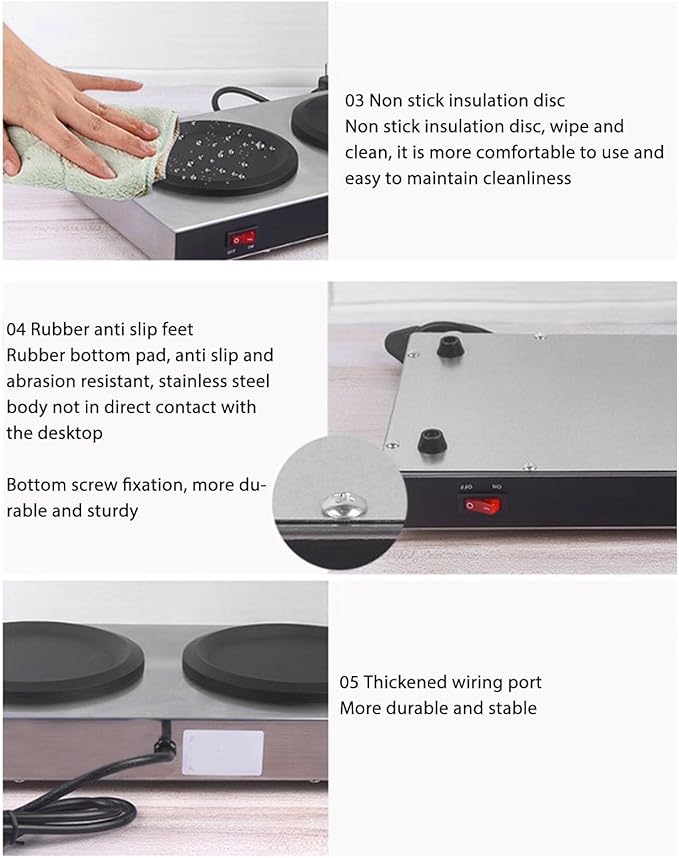 Commercial Double Coffee Warmer, Dual Decanter Warmer Plate Coffee Pot Warmer Stainless Steel Portable Standard Decanter Warmer for Cafe Break Room (US Plug 110V)