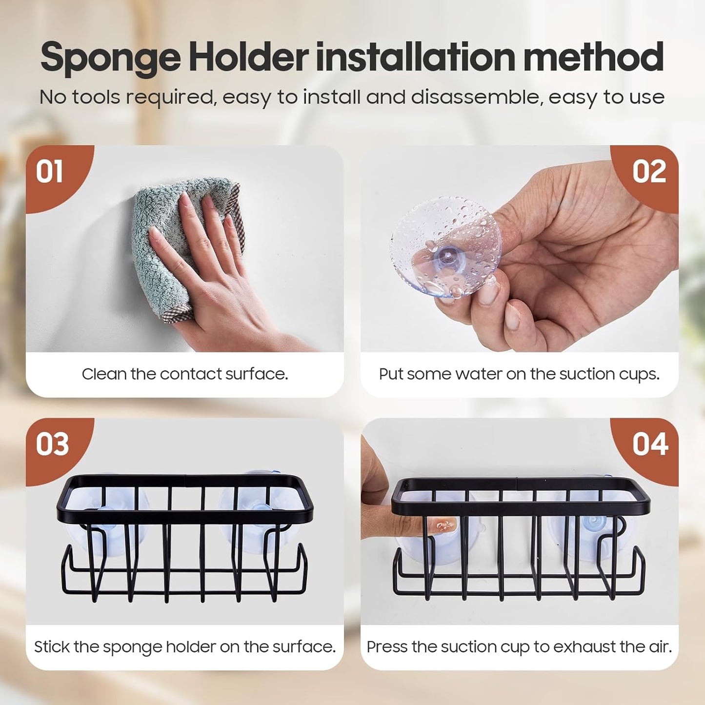 Kitchen Soap Dispenser Set with Instant Dry Tray & Sponge Holder,16 Oz Hand and Dish Soap White Glass Dispenser Set,Stainless Steel Pump,Waterproof Labels,Luxury Soap Bottle for Bathroom