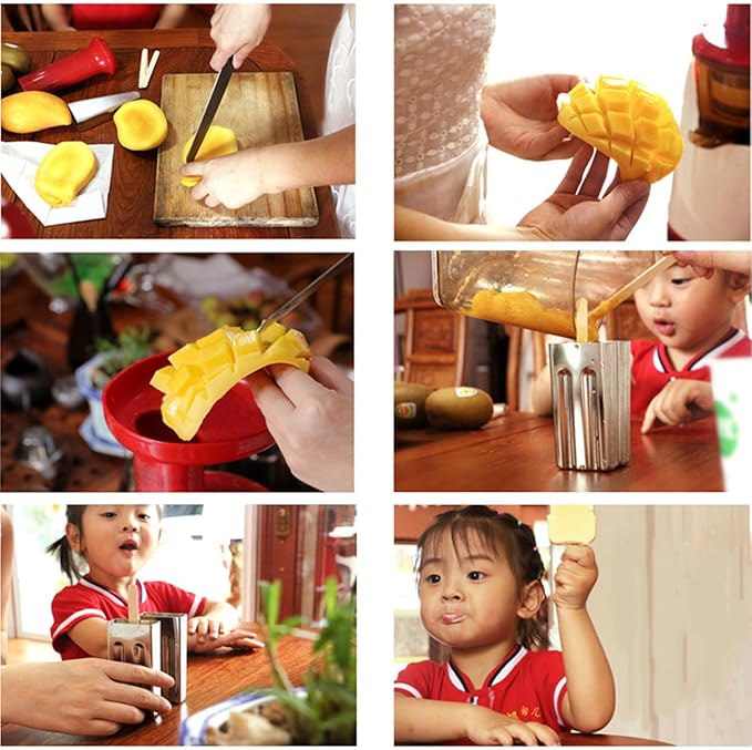 Set of 6 Stainless Steel Popsicle Molds Kit, Metal Popsicle Moulds,Homemade Ice Treat Makerwith 50 Wooden Sticks and 6 Silicone Seals and 20 Pop Bags,Cleaning Brush（Watermelon）