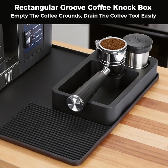 Silicone Coffee Mat for Ninja Luxe Espresso Machine ES601 – Large Anti-Slip Heat-Resistant Coffee Bar Mat for Ninja luxe Cafe Accessories and Most Home Espresso Machines with Convex Edge Inky