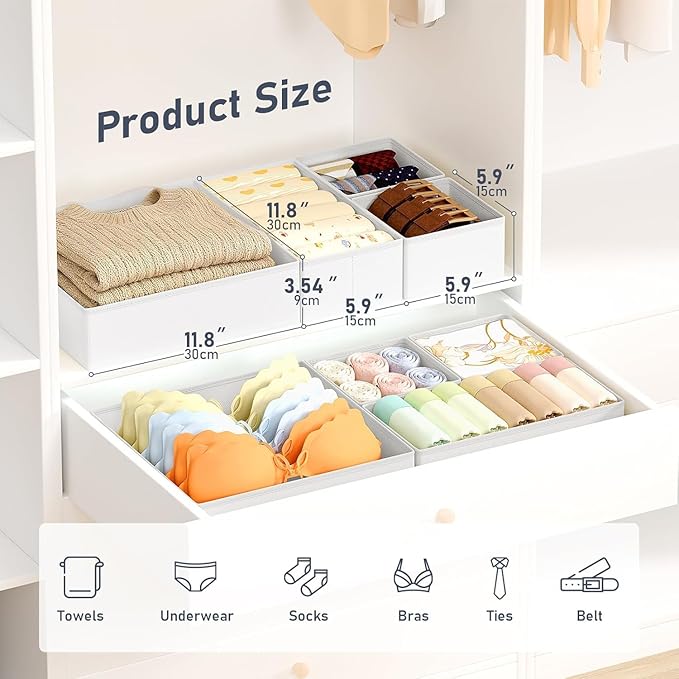 DIMJ Drawer Organizer Clothes, 28 Pack Dresser Organizer, Foldable Closet Organizers and Storage, Fabric Dresser Bins, Drawer Dividers for Nursery, Baby Clothes, Underwears