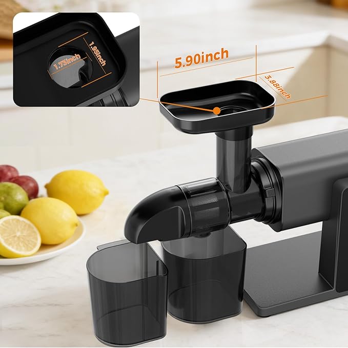 Juicer Machines, Cold Press Juicer Machine with LED Smart Touch Screen, 2 Modes for Fruit and Vegetable, High Yield Slow Juicers Extractor with Reverse Function, Easy to Clean, Black