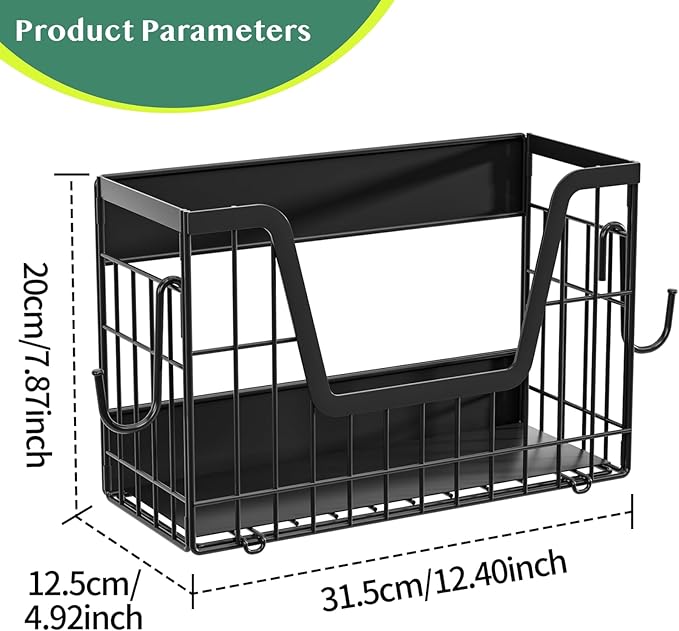 Magnetic Spice Rack, Magnetic Shelf for Fridge, Pantry Organizers & Storage, Kitchen Organization, Fridge Organizer, Kitchen Organizers and Storage, Magnetic Paper Towel Holder, (Black)