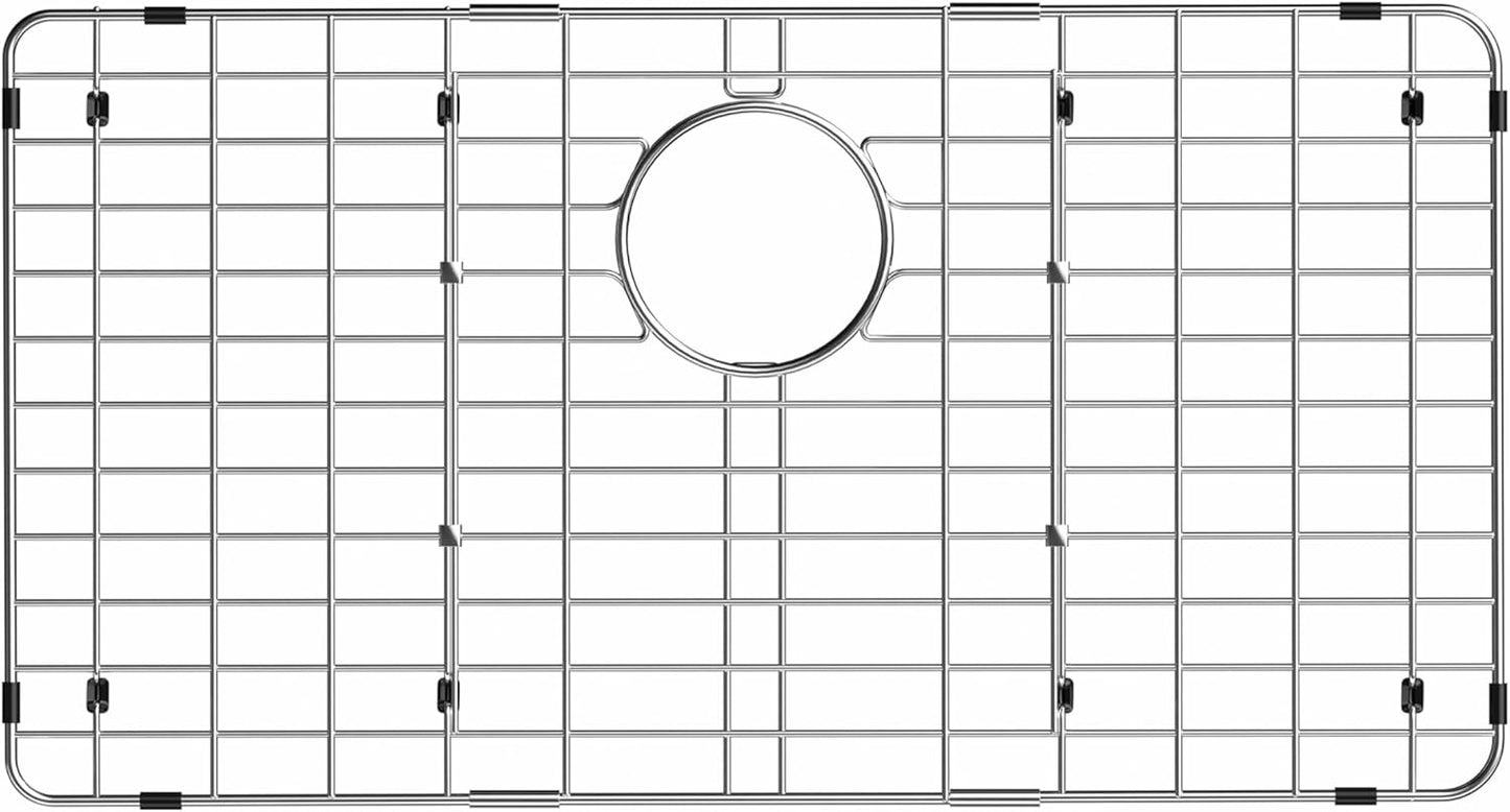 iPEGTOP Sink Rack for Bottom of Sink, Stainless Steel Sink Protector 28-3/4" x 15-3/4" with Rear Drain Hole, Sink Grid Grate with Hole Cover for Kitchen Sink Single Bowl