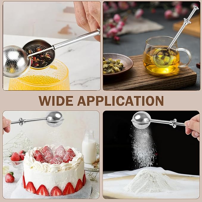 Stainless Steel Tea Strainer,Tea ball Strainers for Loose Tea,Loose Leaf Tea Steeper Fine Mesh Strainer Reusable，Tea Infuser One-Hand Operated Spring-Loaded