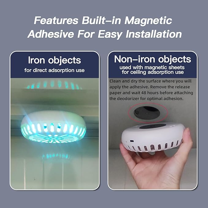 3W UV Deodorizer,Portable UV Light Cleaner,Smart Timer-Controlled Odor Elimination,360°Ultraviolet Bulb Design,for Refrigerators,Dish Cabinets,Storage Cabinets,Wardrobes,Shoe Cabinets,in Car,and More