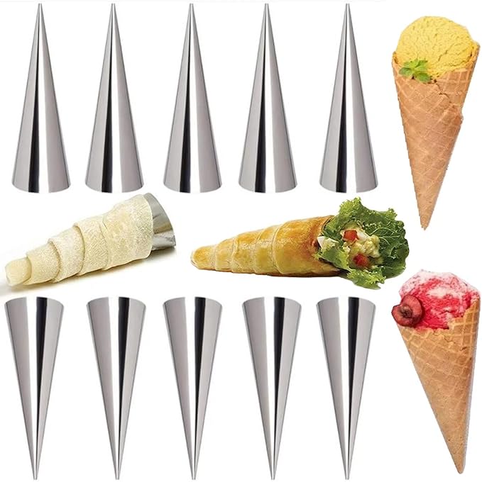 30 Pack Cream Horns Molud Set, Large Stainless Steel Canolis Forms Cannoli Kit for Baking Cannolis, Croissant Shell, Cream Roll Dessert, Safety Filled Edges