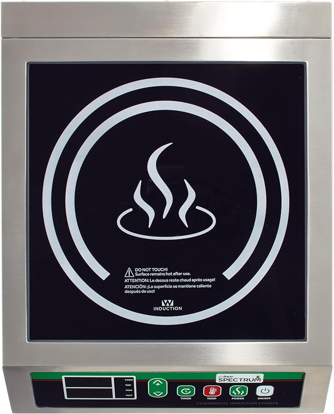Winco EICS-18C Commercial-Grade Portable Induction Cooktop Burner with NEMA 5-20P Plug, 1800 W (NEMA 5-20P Plug), 120V
