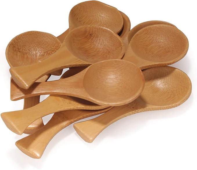 BambooMN - 3.5" Small Solid Bamboo Round Scoop, 30pcs