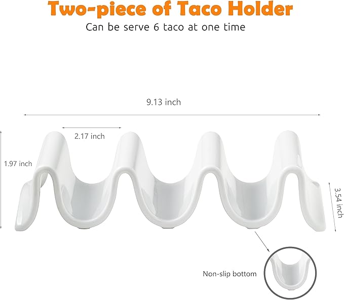 Ceramic Taco Holders Set of 2, Tortilla Warmer with Lid Oven Safe