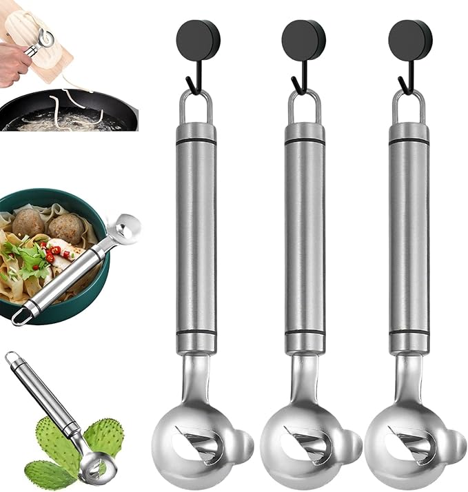 Multi functional Cactus peeler, Multi functional stainless steel peeler, spoon shaped design convenient and easy to use suitable for peeling fruits and vegetables with hook (3)