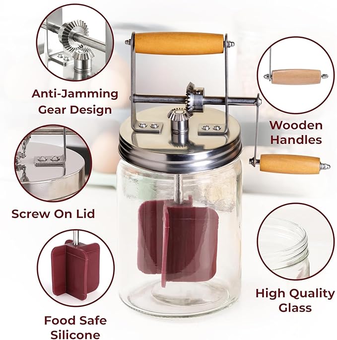 Dazey Butter Churner - Butter Crock, Cheese Cloth, Paddles, Recipe Book INCLUDED- Hand Crank Churn Manual Butter Maker- Create Delicious Homemade Butter With Your Own Dazey Churner