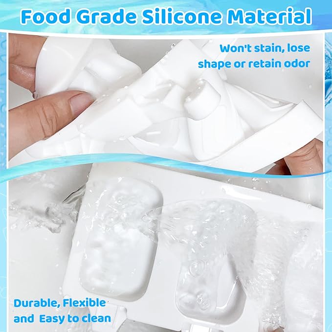 2 Set Silicone Popsicle Molds 4 Cavities Ice Cream Oval Cake Molds with 100 Sticks, Reusable Ice Pop & Cakesicle Mould for Kids, DIY Frozen Treats, Summer Snacks, Parties Favors, Easy Release (White)