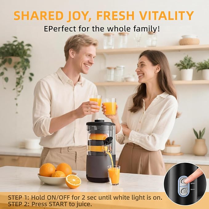 Electric Citrus Juicer, Hand-Free Citrus Juicer Machine with Cleaning Brush, High-Performance Automatic juice press for Lemon, Lime, Grapefruit, Pomegranate, Easy to clean