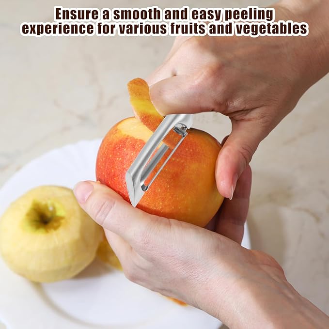 5Pcs I Style Stainless Steel Vegetable Peeler for Fruit Veggie Heat Resistant Incisive Cucumber Peeler With Solid Wood Handle for Home Kitchen Use