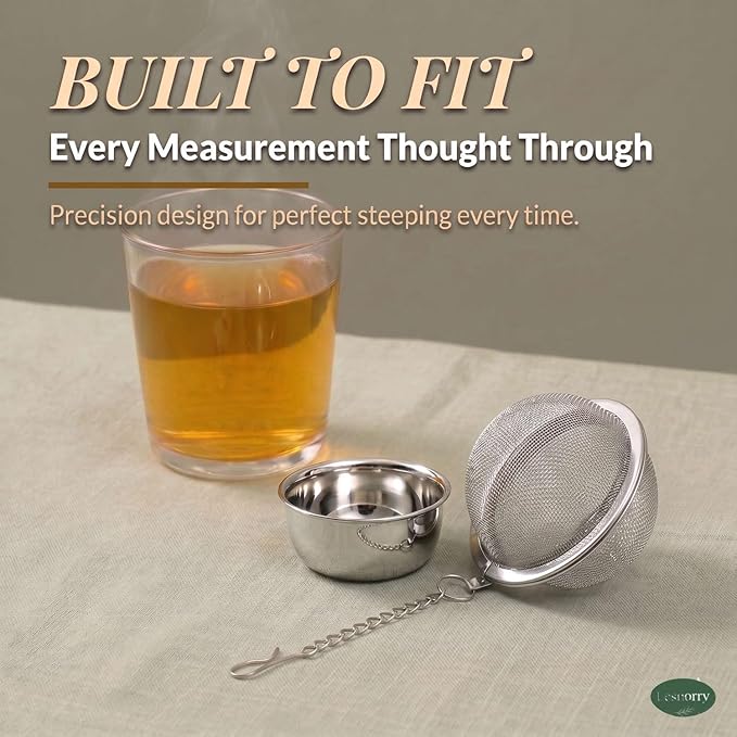 Calico Cat Tea Infuser Set - Adorable Tricolor Kitty Hook, Fine Mesh Loose Leaf Tea Steeper, Stainless Steel, No Mess, 1 Pack (Brushed Silver)
