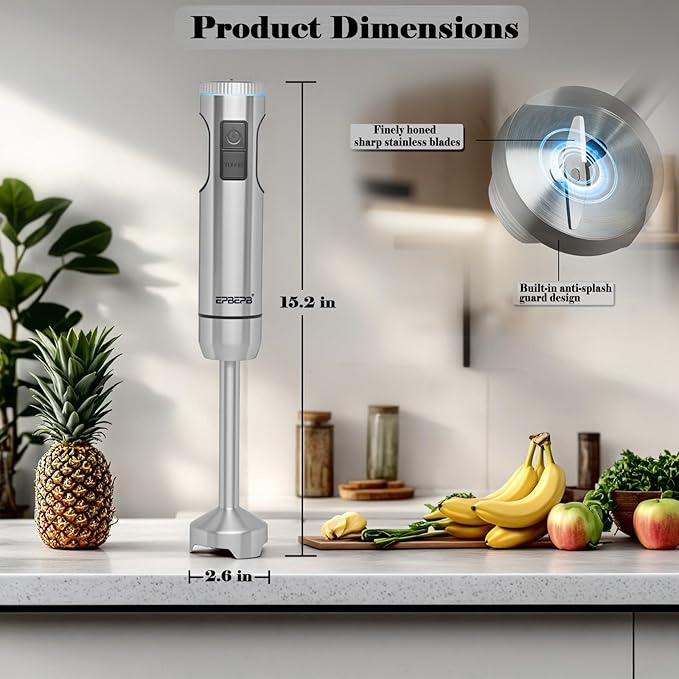 Handheld Immersion Blender Bundle, 1000W Powerful 12-in-1 Set for Smoothies,Orange Juicer,Minced meat,Milk frother,Egg Beater, Dough Hook, Vegetable Chopper, Potato Masher