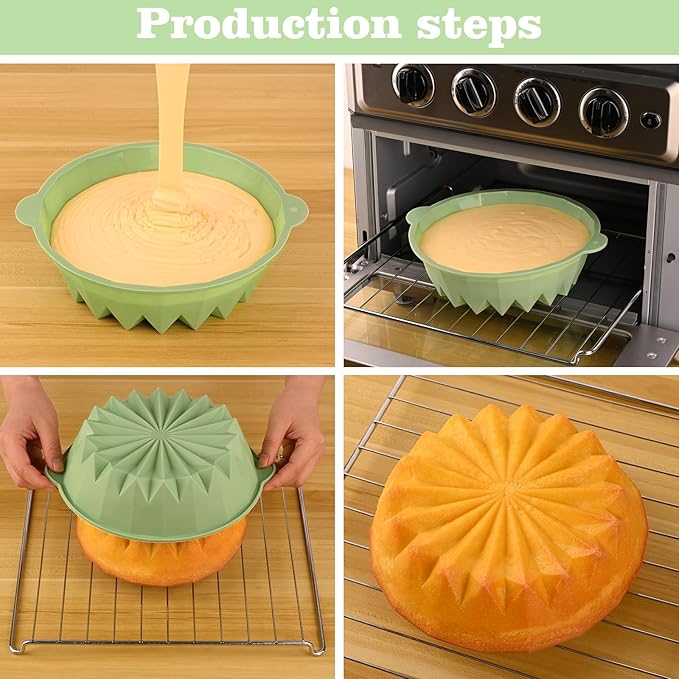 HUAKENER 3 Pcs Flower Shape Cake Molds, Nonstick Silicone Cake Molds for Jello Cakes, Cheese Cakes, Strawberry Shortcake, Brownie Tart Pie