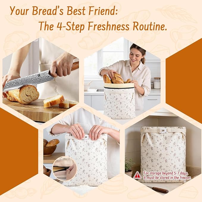 2-Pack Reusable Beeswax Bread Bags for Sourdough & HomemadeBread with Zipper, 16.5 x 13 inch bread bags for Food Storage
