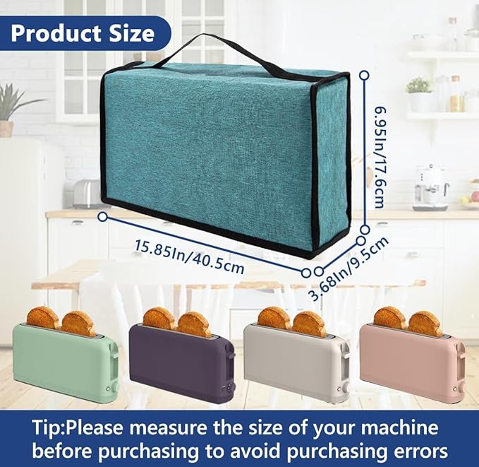 Cover for Bella 2 Slice Slim Toaster,Heat-Resistant Dustproof Waterproof Kitchen Heavy Protection Appliances Case Covers with Handle,for Bella 2 Slice Slim Toaster,Women/Mother's Day Gift (Green)