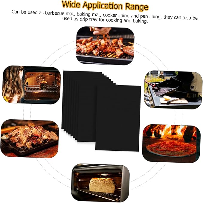 BESTOYARD 9pcs Non-stick Oven Mats for Bottom of Oven Gas Stove Reusable Baking Liners High-temperature Resistant Cooking Mats for Even Heating Easy to Clean Trim
