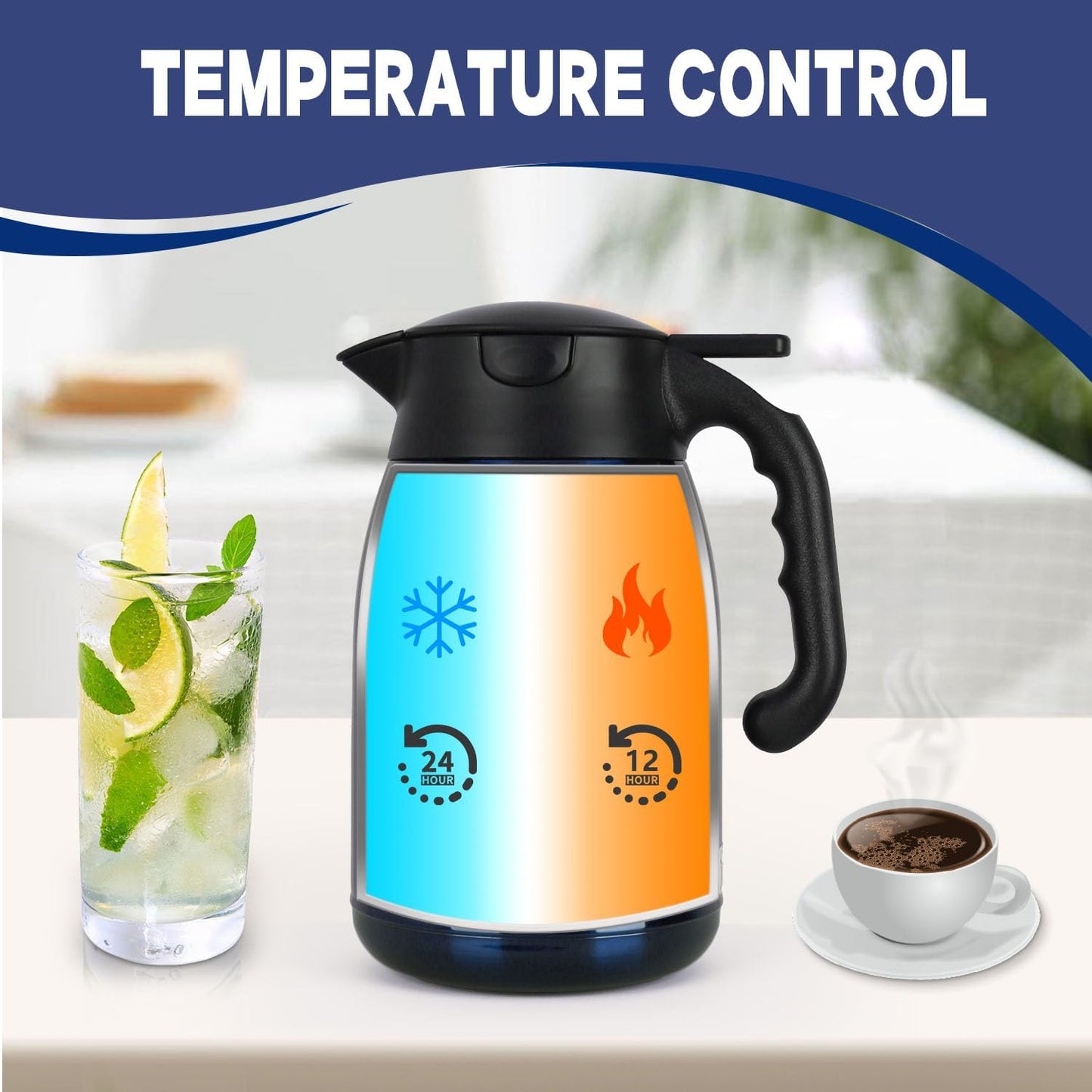 Thermal Coffee Carafe-56OZ vacuum Coffee Carafe For Keeping Hot Liquids,Coffee Carafe,Thermal Stainless Steel, Coffee Carafes Press On Lid, Coffee Dispenser Bpa Free .(1.6l) Starry Blue