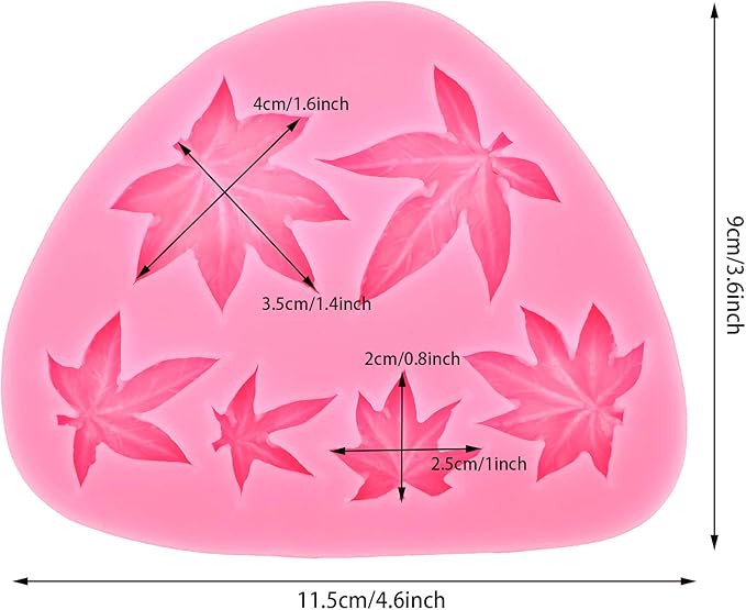 2 Pieces Weed Leaf Cake Fondant Mold Pot Leaves Silicone Mold for Weed Leaf Theme Cake Decoration, Chocolate Candy Polymer Clay Cookie Sugar Craft (Rose Red)