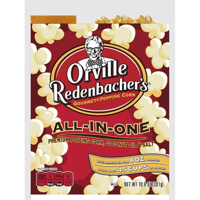 Orville Redenbacher's All-In-One Popcorn Kit, with Kernels, Coconut Oil & Salt, for 8oz. Popcorn Machine, 10.6oz. (Pack of 24)