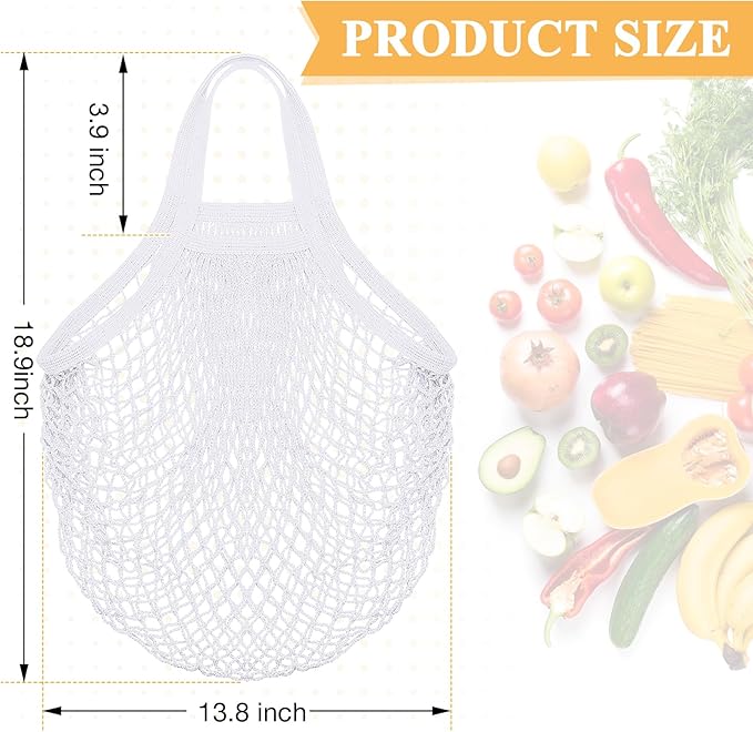 Shappy 12 Pack Reusable Mesh Grocery Bags Large Crochet Market Bag Cotton Kitchen Tote for Fruit Vegetable Storage