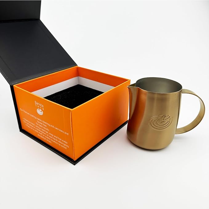 Barista Swag Curved Body Coffee Milk Frothing Cup for Espresso Machines Latte Art 500ml Steaming Pitchers (Matte Copper)