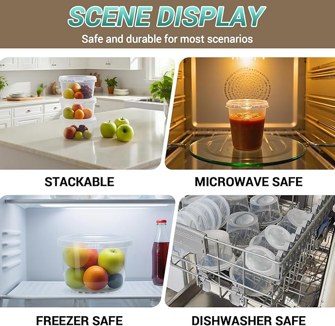 Food Storage Containers, 26 Pack 18 oz Freezer Storage Containers with Lids, Leakproof, BPA Free, Microwave & Dishwasher Safe Takeout Container - Ideal for Soup and More