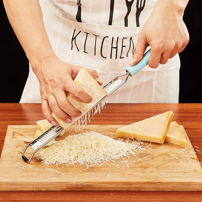 Zester Grater- Parmesan Cheese, Lemon, Citrus, Chocolate, Ginger, Garlic, Nutmeg, Hand Held Grater, Stainless Steel Cheese Grater, Multi-purpose Kitchen Food Grater, Dishwasher Safe