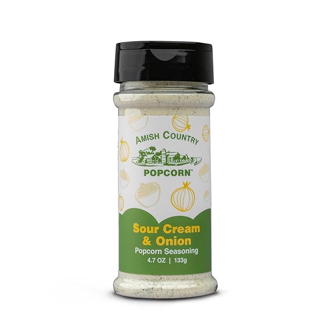 Amish Country Popcorn | Seasoning Variety Pack | 4 Bottles | White Cheddar - Cheddar Cheese - Sour Cream & Onion -Ranch | Nut Free | Old Fashioned, Non-GMO