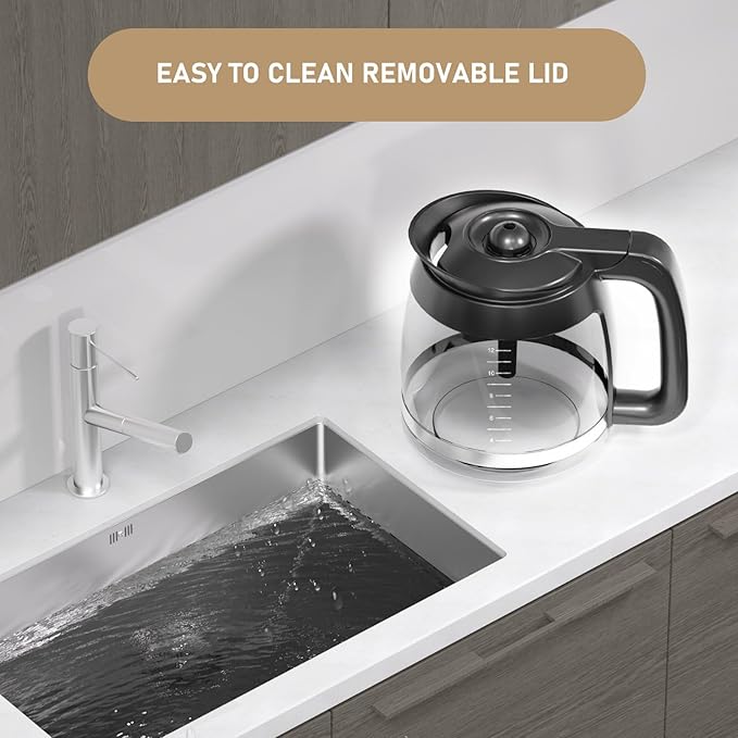 CE200 12-Cup Glass Coffee Pot Replacement Compatible with Ninja Coffee Brewer Maker Models CE251 CE201 CE201C CE200 CE200C Model# XGLSLID200