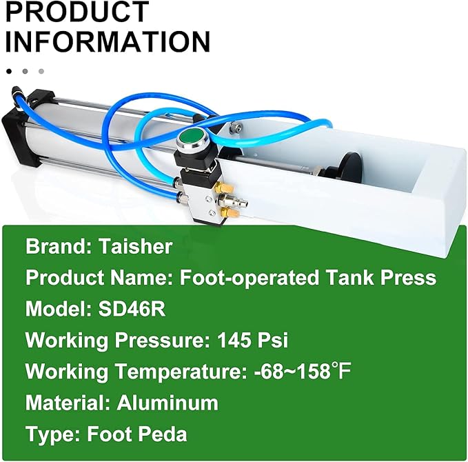 TAISHER Push Valve Aluminum Can Crusher，Eco-Friendly Recycling Tool，Heavy Duty Pneumatic Cylinder Soda Beer Can Crusher