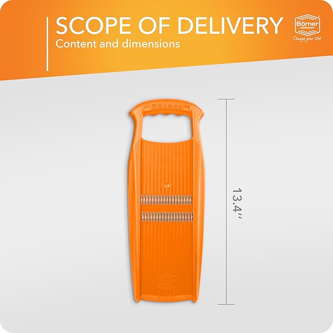 BORNER Roko PowerLine | Vegetable Grater Börner - Quality Made in Germany, Color:Orange