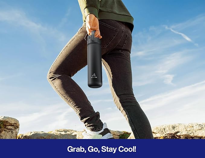 POWCAN 26 oz Insulated Water Bottle with 2-in-1 Straw and Spout Lid, Keep Cold 24H, Leak-Proof, Fits in Car Cup Holder, Stainless Steel Water Bottle for Gift, Gym, Travel and Home (Indigo Porcelain)