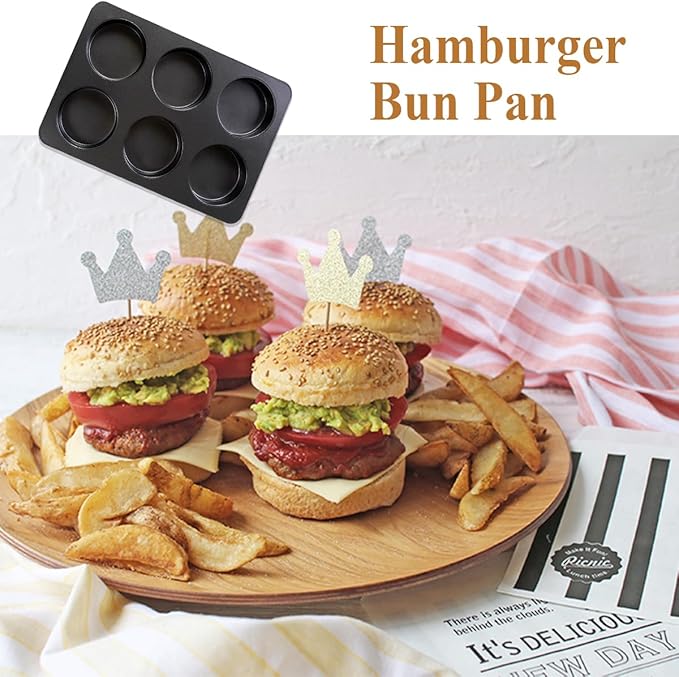 2 Pcs English Muffin Pans, 3.6 Inch Non-Stick 6 Cup Straight Side Cupcake Pan, Hamburger Bun Pan for Baking Muffin Egg Sandwich Frittata Cinnamon Roll (Lid NOT Included)
