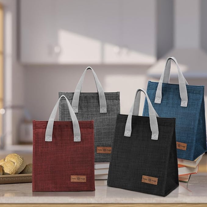 12 Pack Lunch Bag for Men & Women, Reusable Insulated Lunch Tote Bags, Waterproof Cooler Lunch Bag, Leak-Proof Portable Lunchbox with Large Capacity for School Office Picnic Travel, 4 Color