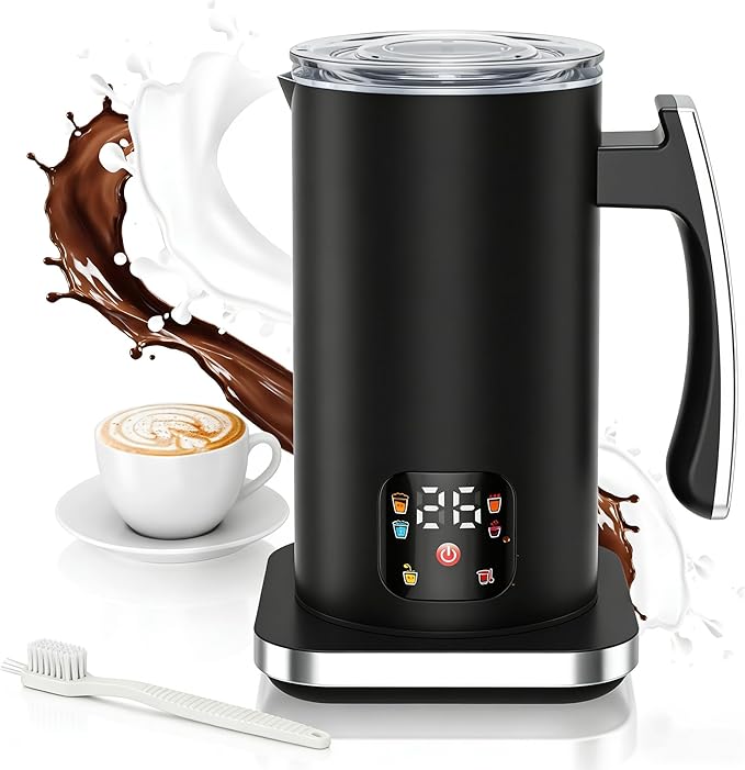Automatic Milk Frother 6-in-1, Electric Milk Frother and Steamer 420ml, Milk Steamer and Frother for Latte, Coffee Frother Machine, Warm and Hot Chocolate Maker, Cold Foam Maker, Cappuccinos