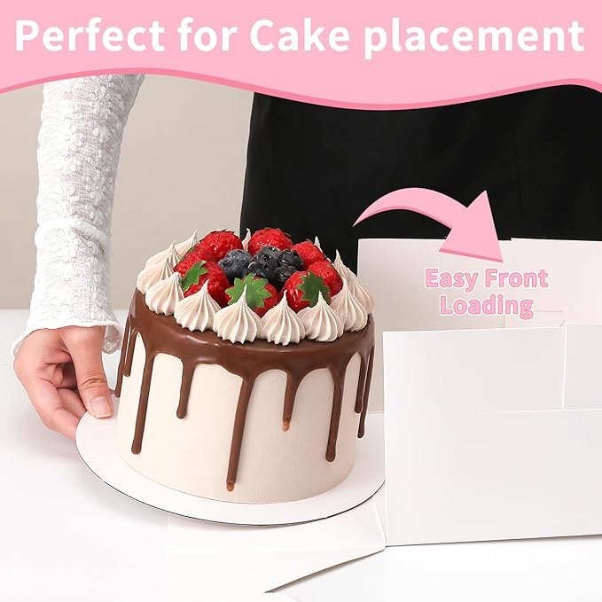 8x8x5 Cake Box, 28 Sets Cake Box with Window ＆ 28 Sets 8" White Cake Round Boards, 8inch Cake Containers(White, 885inch/28pcs)