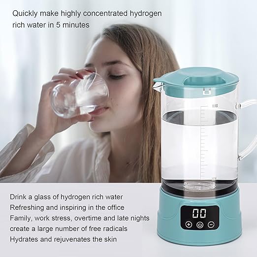 Hydrogen Water Pitcher, 1.5L Hydrogen Generator with SPE PEM Technology, Quick Electrolysis, LED Touch Display, for Home Fitness Office Daily