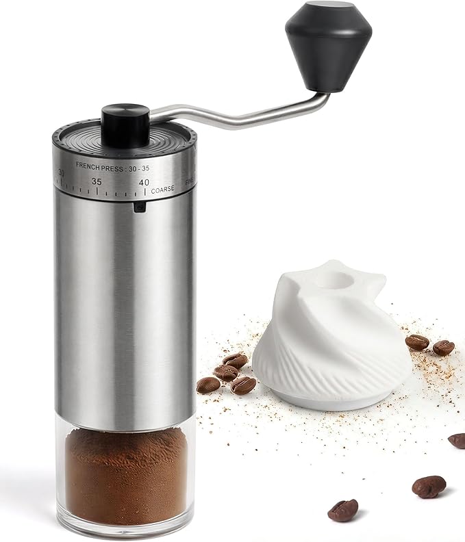 Manual Coffee Grinder with 40 Adjustable Grind Settings With Ceramic Conical Burr,Handheld Grinder with Handle Crank, Portable Hand Coffee Mill with 35g Capacity,Espresso,Pour Over,French Press