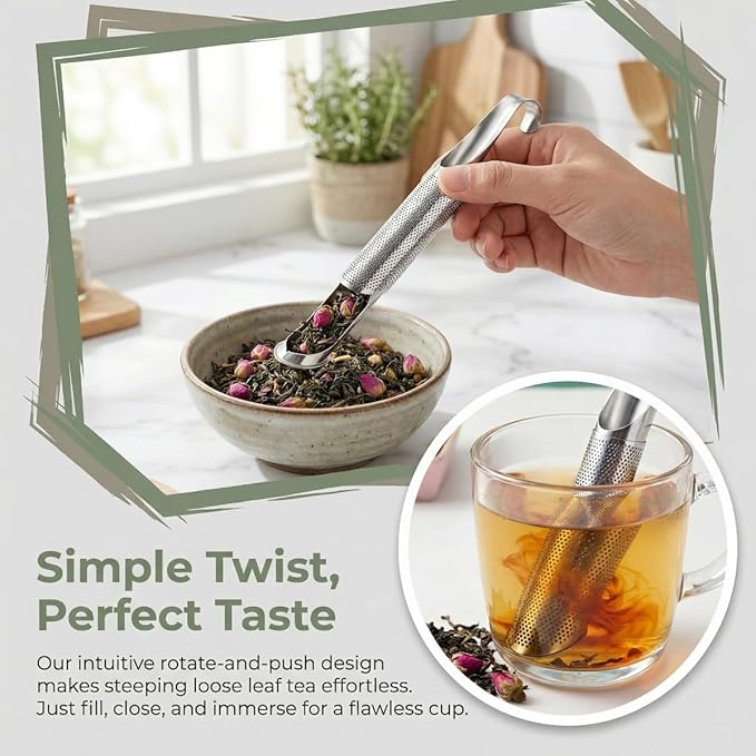Tea Infusers For Loose Leaf Tea - Stainless Steel Office, Home & Travel - Set of 1 - Includes Strainers, Cleaning Brush