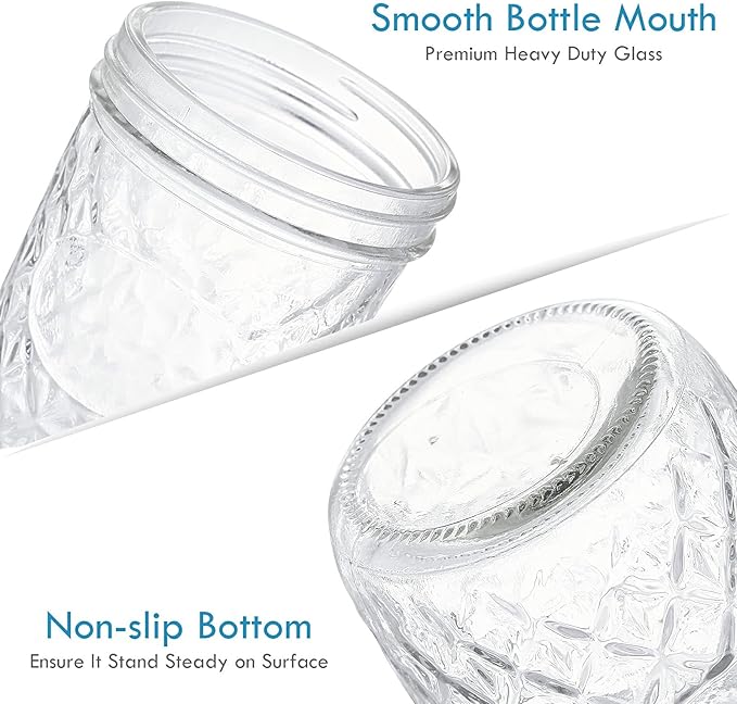 YEBODA 12 Pack Mason Jars 8 oz Glass Jars with Lids and Bands Canning Jars Ideal for Preserving, Jam, Honey, Jelly, Wedding Favors, Shower Favors, Sauces, Yogurt, DIY Spice Jars